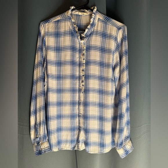 Maison Jules Tops - Mason Jules Plaid Cobalt Glaze Shirt - Size Large